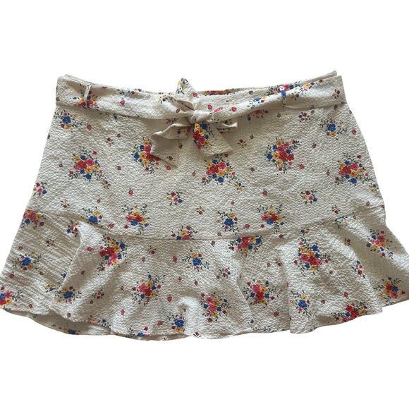 Floral Ruffle Mini Skirt With Tie Waist Cider Plus Size 4XL Coquette - Picture 1 of 7